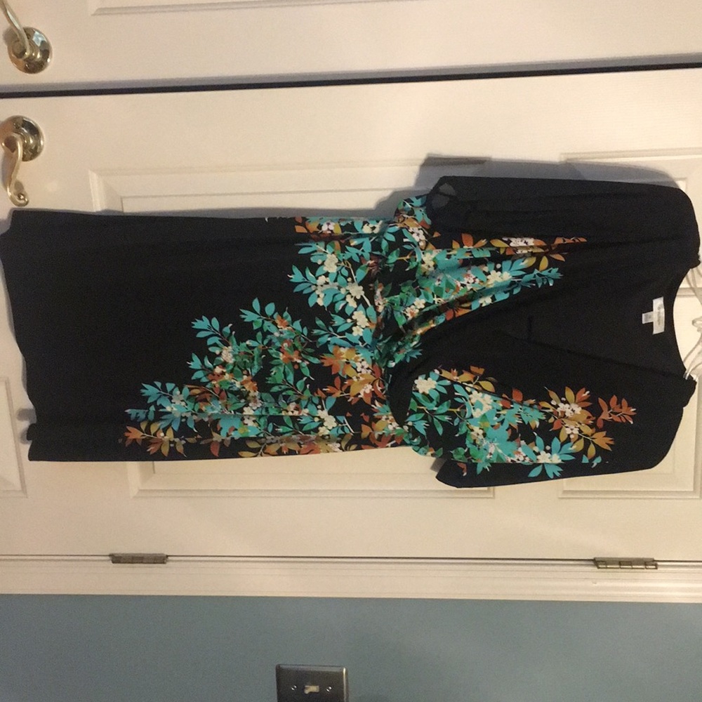 Black and floral knit dress